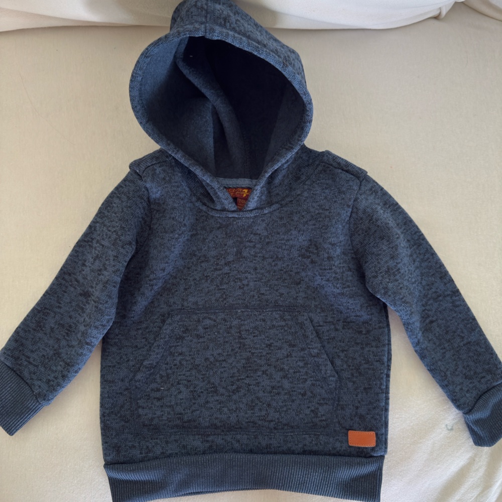 7 For All Mankind Blue Hooded Sweater with Quarter-Zip - toddler size 24 months